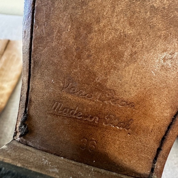 RARE Golden Goose Tan Distressed Side Zip Leather Western Riding Boots Size 36 - Picture 12 of 13